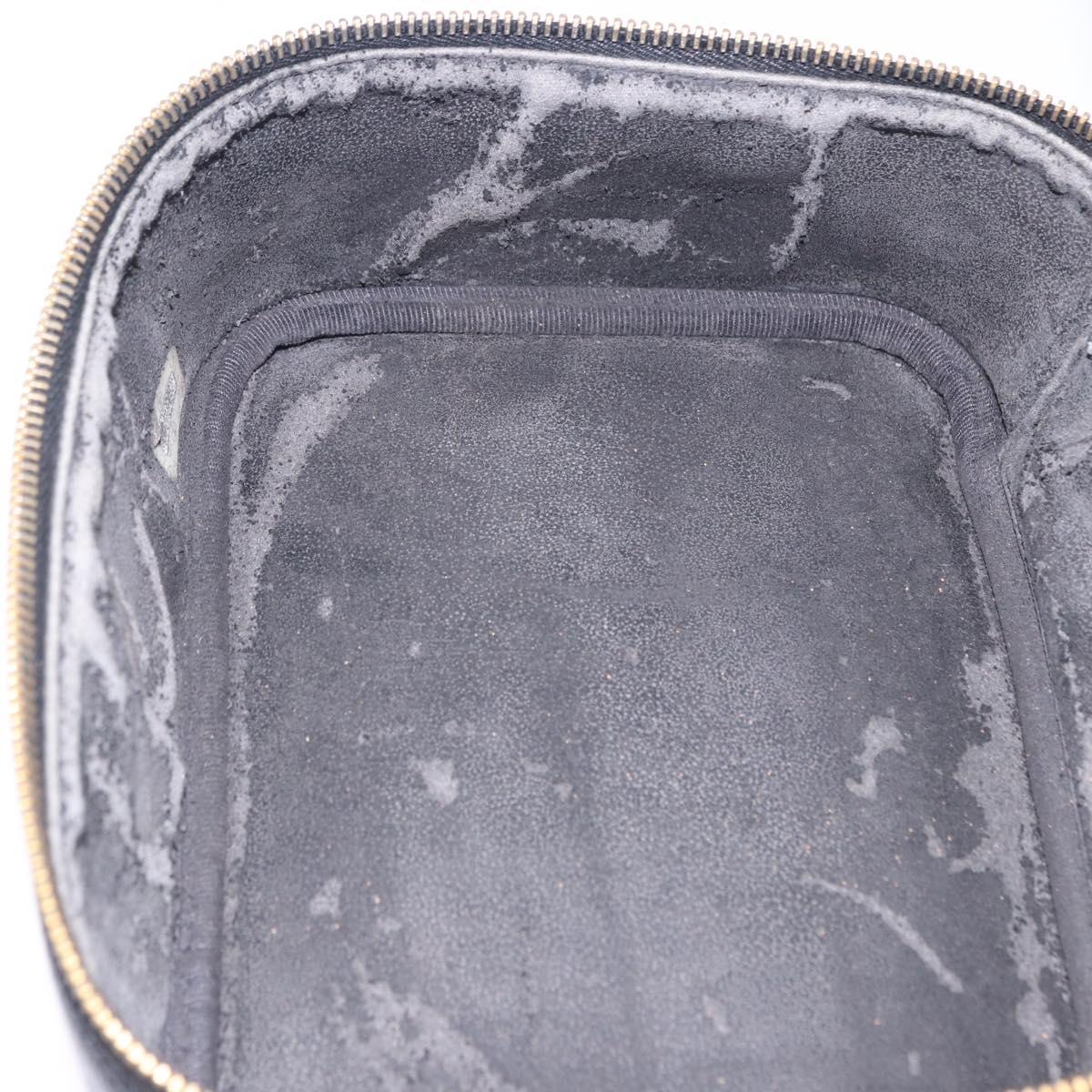 CHANEL COCO Mark Vanity Pouch Caviar Skin Black Gold CC Auth yk17517