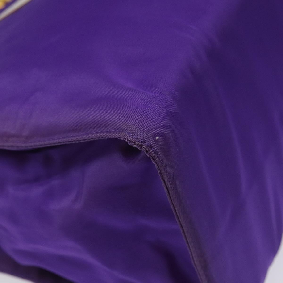 PRADA Hand Bag Nylon Purple Gold Auth yk17616