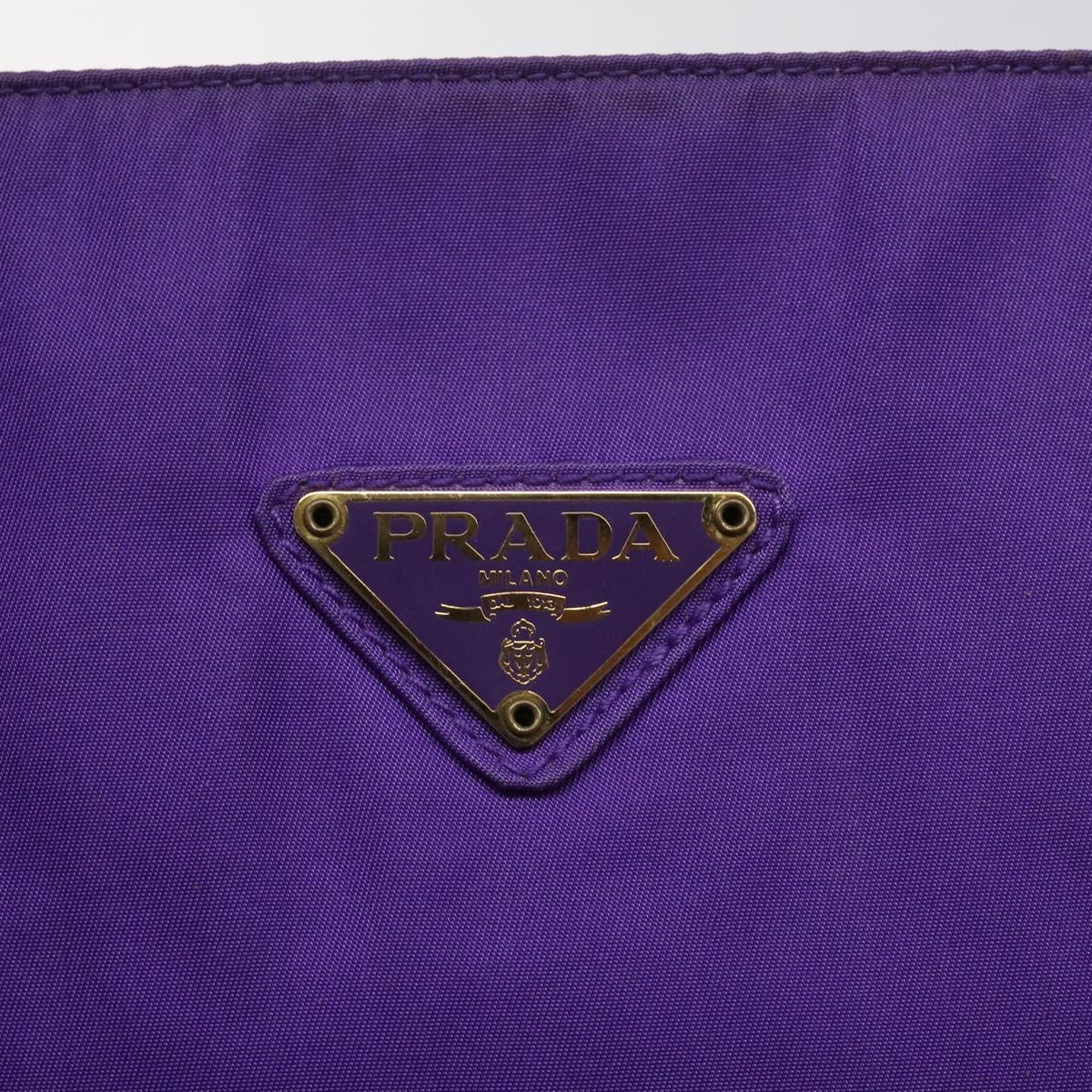 PRADA Hand Bag Nylon Purple Gold Auth yk17616