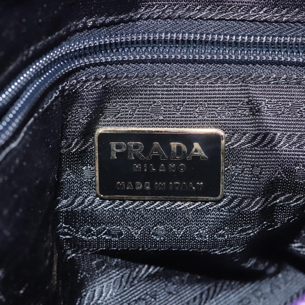PRADA Hand Bag Nylon Purple Gold Auth yk17616