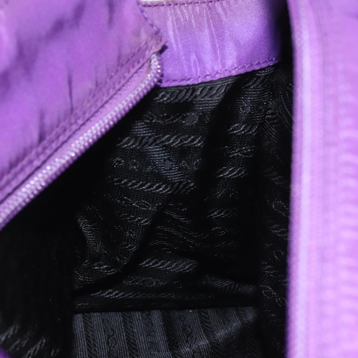 PRADA Hand Bag Nylon Purple Gold Auth yk17616