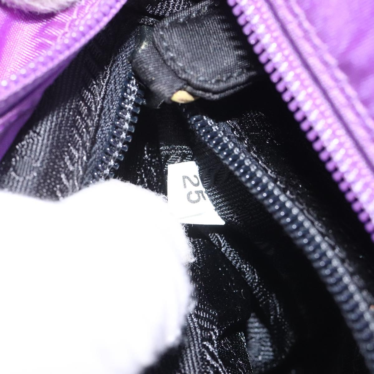 PRADA Hand Bag Nylon Purple Gold Auth yk17616