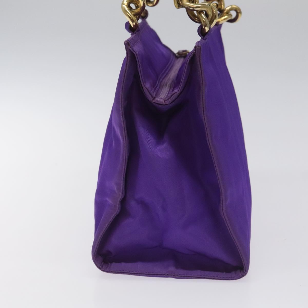 PRADA Hand Bag Nylon Purple Gold Auth yk17616