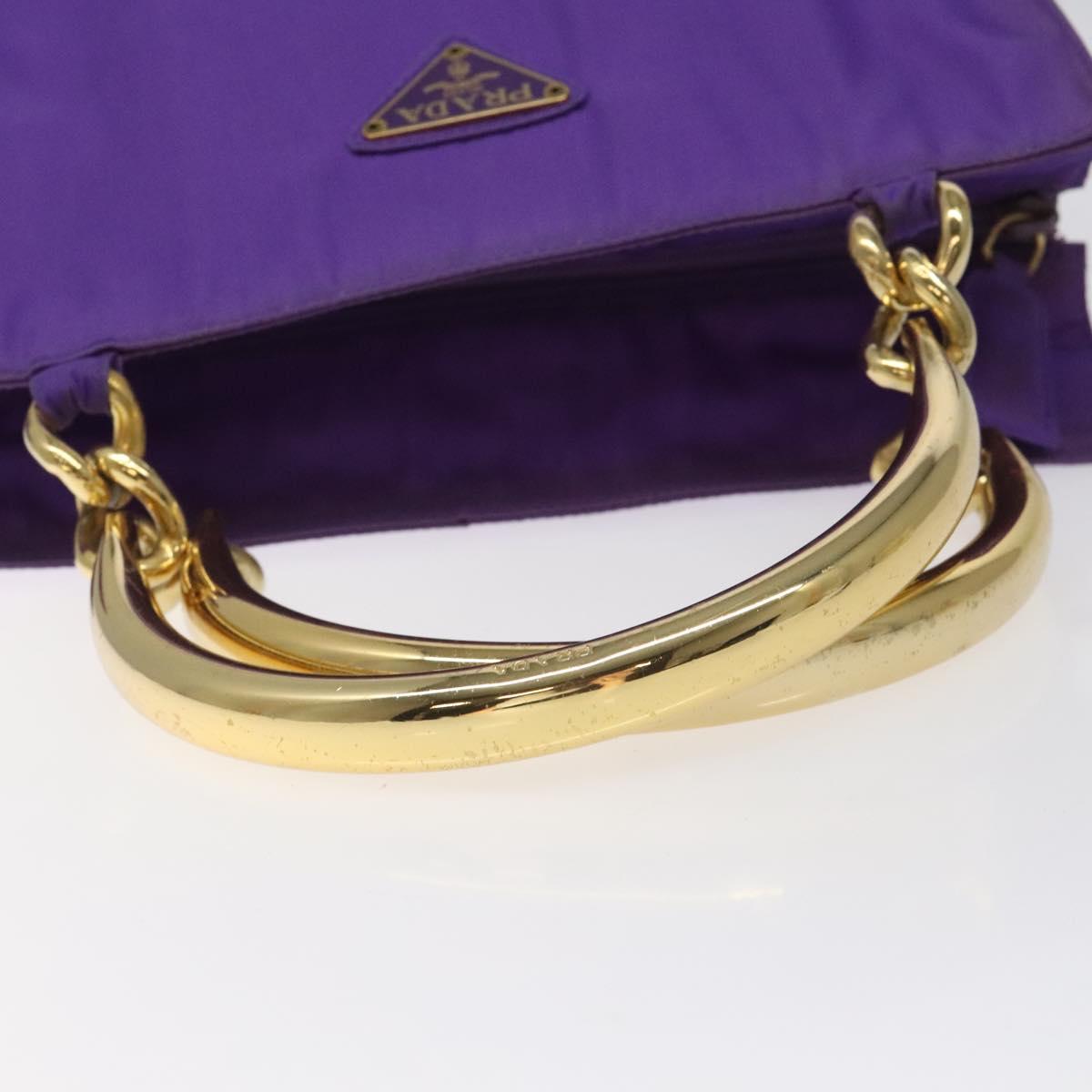 PRADA Hand Bag Nylon Purple Gold Auth yk17616
