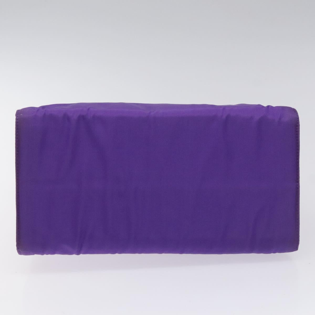 PRADA Hand Bag Nylon Purple Gold Auth yk17616