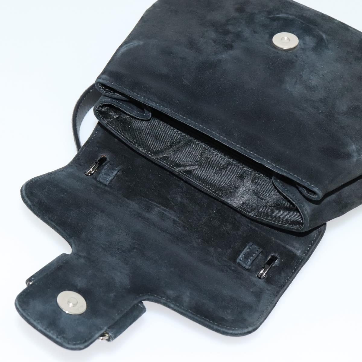 Salvatore Ferragamo Vala Hand Bag Suede Black Auth yk17641