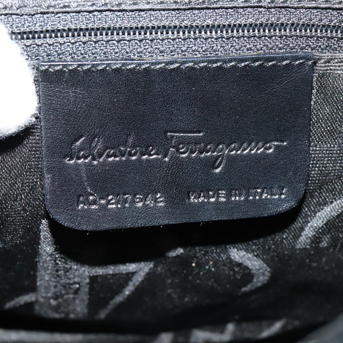 Salvatore Ferragamo Vala Hand Bag Suede Black Auth yk17641