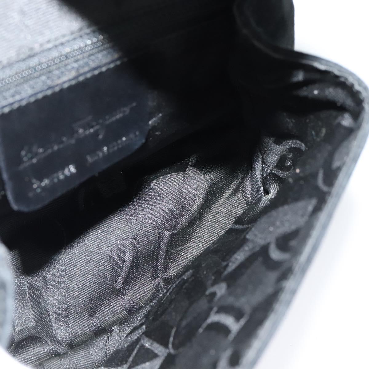 Salvatore Ferragamo Vala Hand Bag Suede Black Auth yk17641