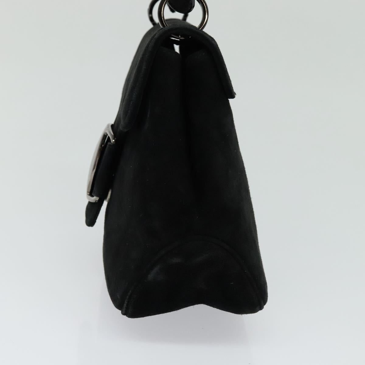 Salvatore Ferragamo Vala Hand Bag Suede Black Auth yk17641