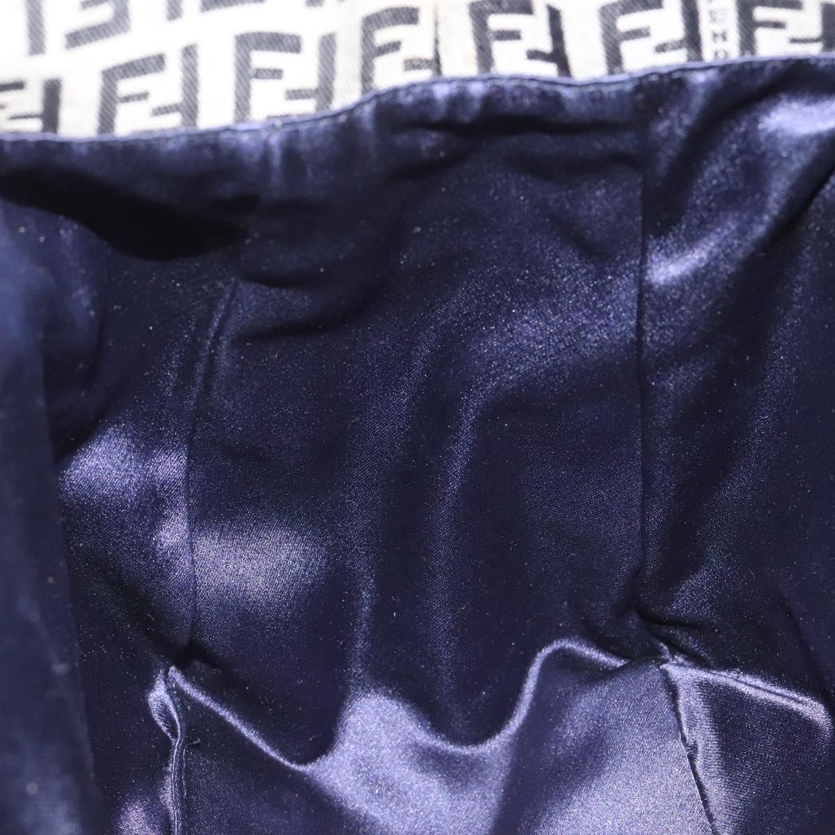FENDI Zucchino Canvas Hand Bag Navy Silver Auth yk17654