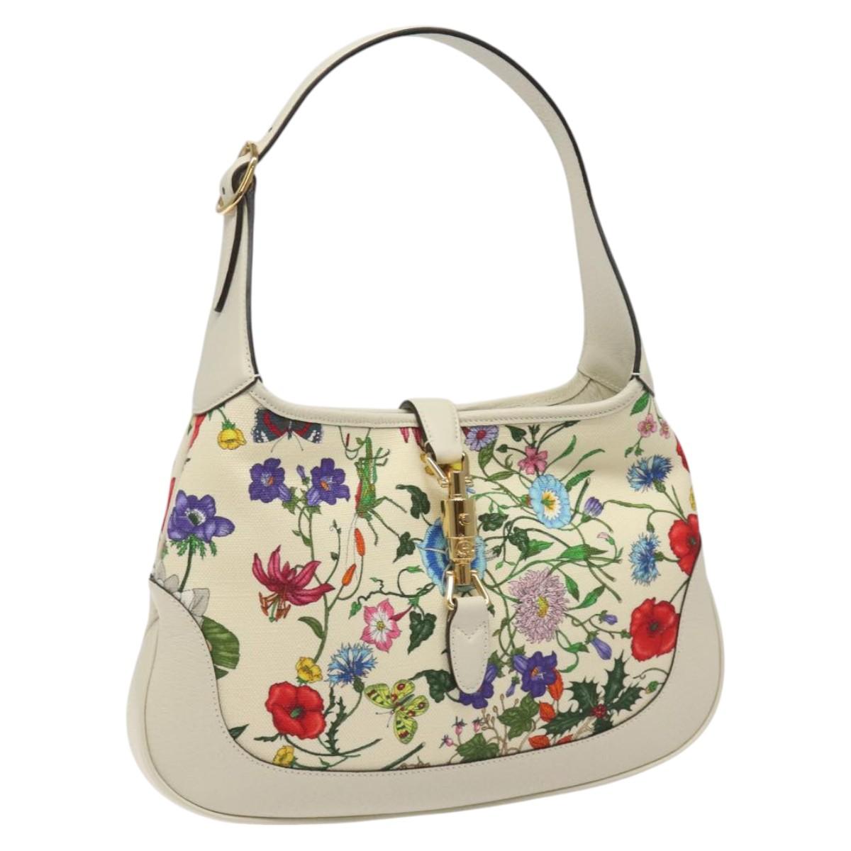 GUCCI Jackie Flora Shoulder Bag Canvas Multicolor 550152 Auth yk17680AV