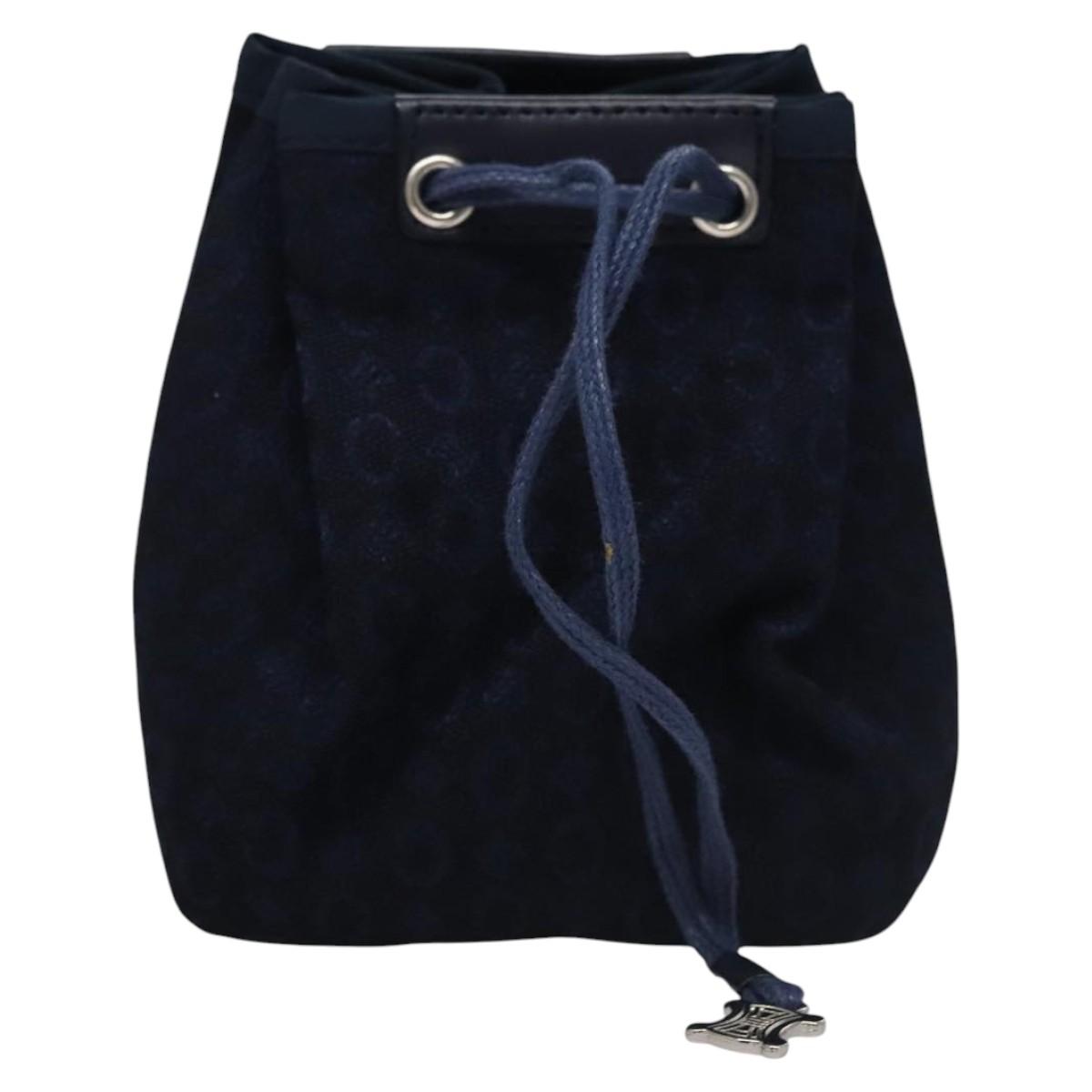 CELINE C Macadam Canvas Towel Pouch set Navy Yellow Auth yk17681