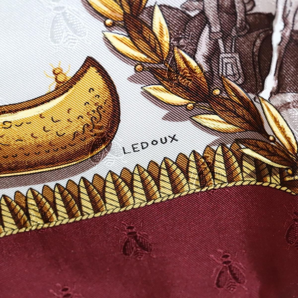 HERMES Carre 90 Scarf ""NAPOLEON"" Silk Bordeaux Auth yk17702