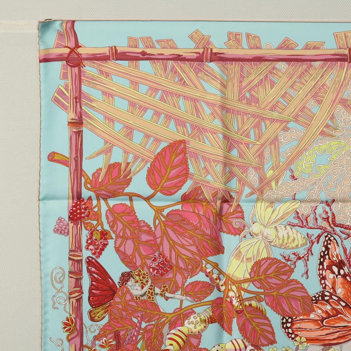 HERMES Carre 90 Scarf ""Mythes Et Metamorphoses"" Silk Pink Auth yk17704
