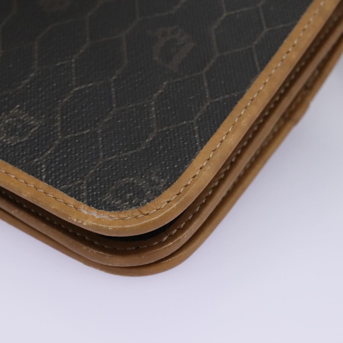 Christian Dior Honeycomb Canvas Chain Shoulder Bag PVC Black Gold Auth yk17711