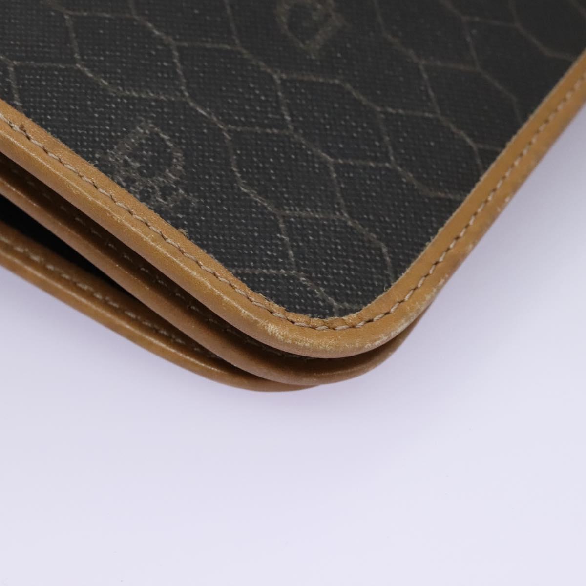 Christian Dior Honeycomb Canvas Chain Shoulder Bag PVC Black Gold Auth yk17711