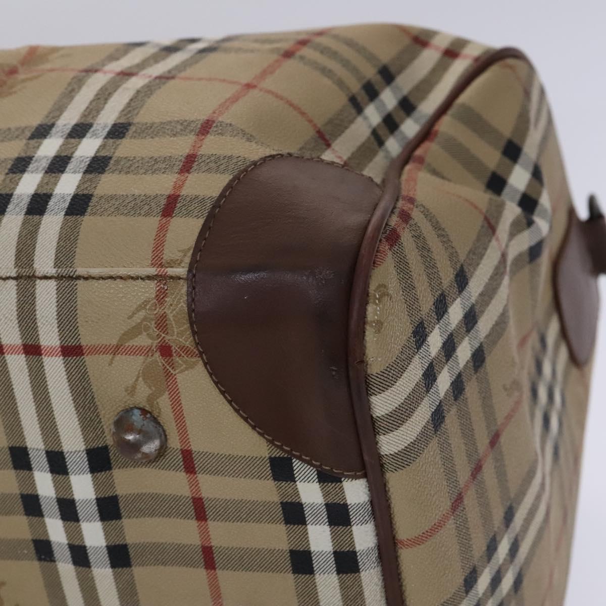 Burberrys Nova Check Boston Bag PVC Beige Auth yk17750