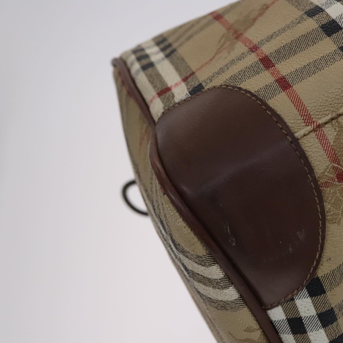 Burberrys Nova Check Boston Bag PVC Beige Auth yk17750