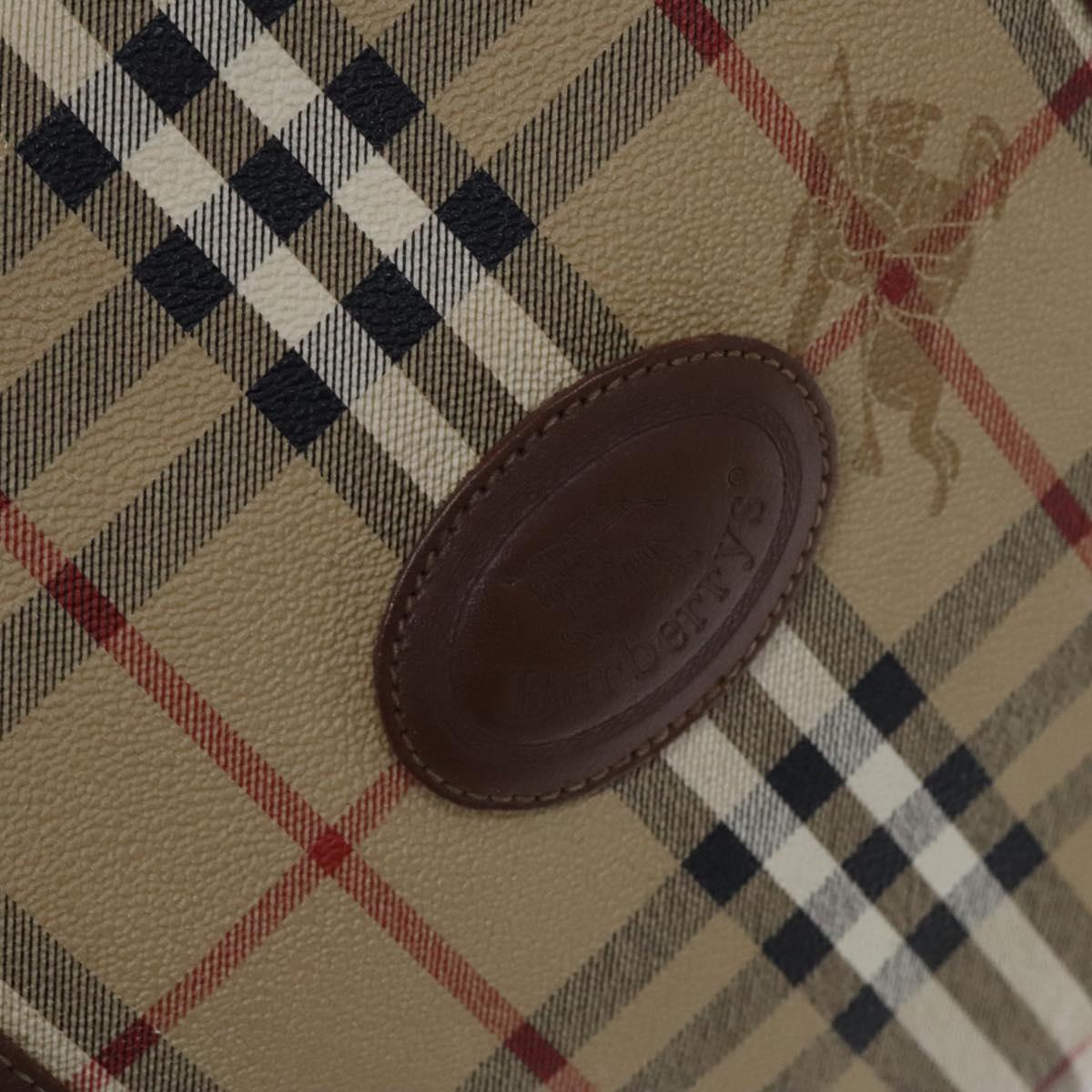 Burberrys Nova Check Boston Bag PVC Beige Auth yk17750