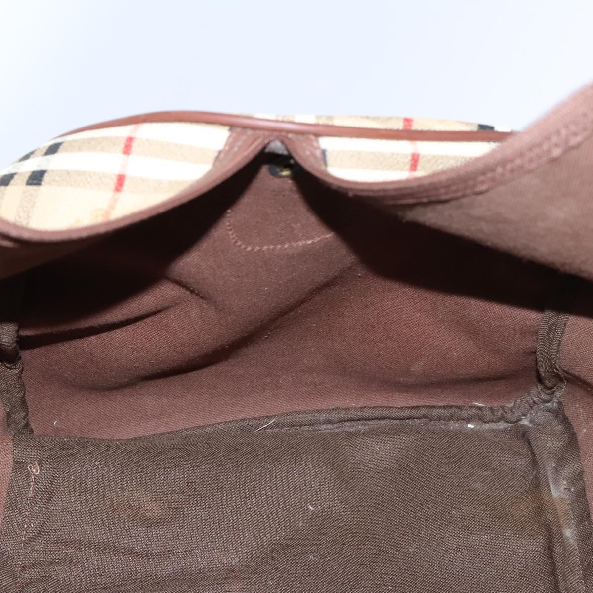 Burberrys Nova Check Boston Bag PVC Beige Auth yk17750