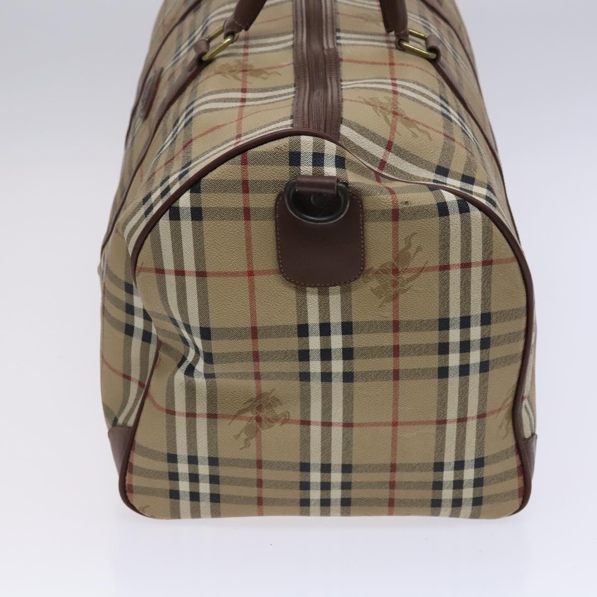 Burberrys Nova Check Boston Bag PVC Beige Auth yk17750