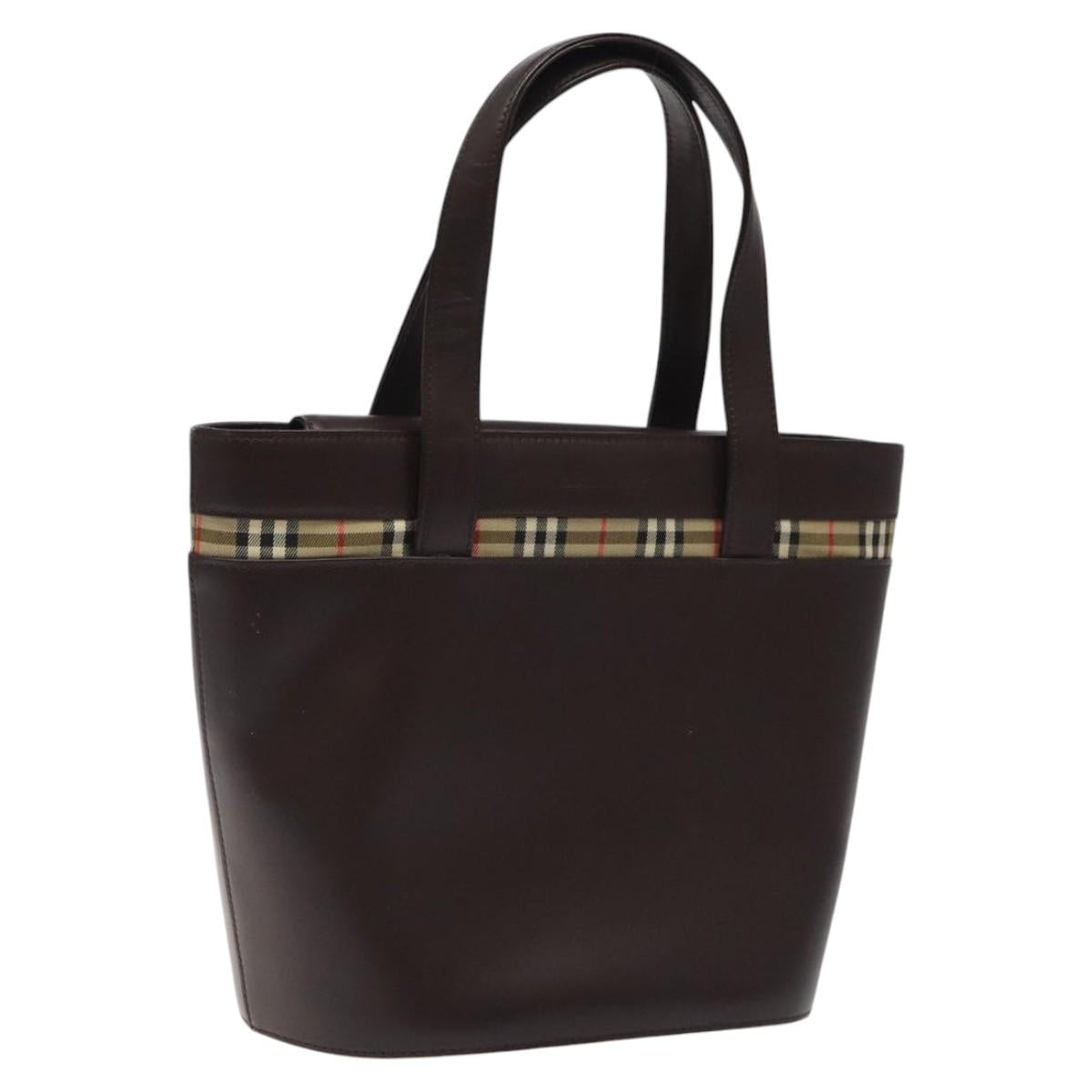 BURBERRY Hand Bag Leather Brown Auth yk17756