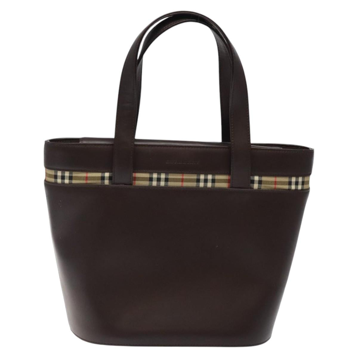 BURBERRY Hand Bag Leather Brown Auth yk17756