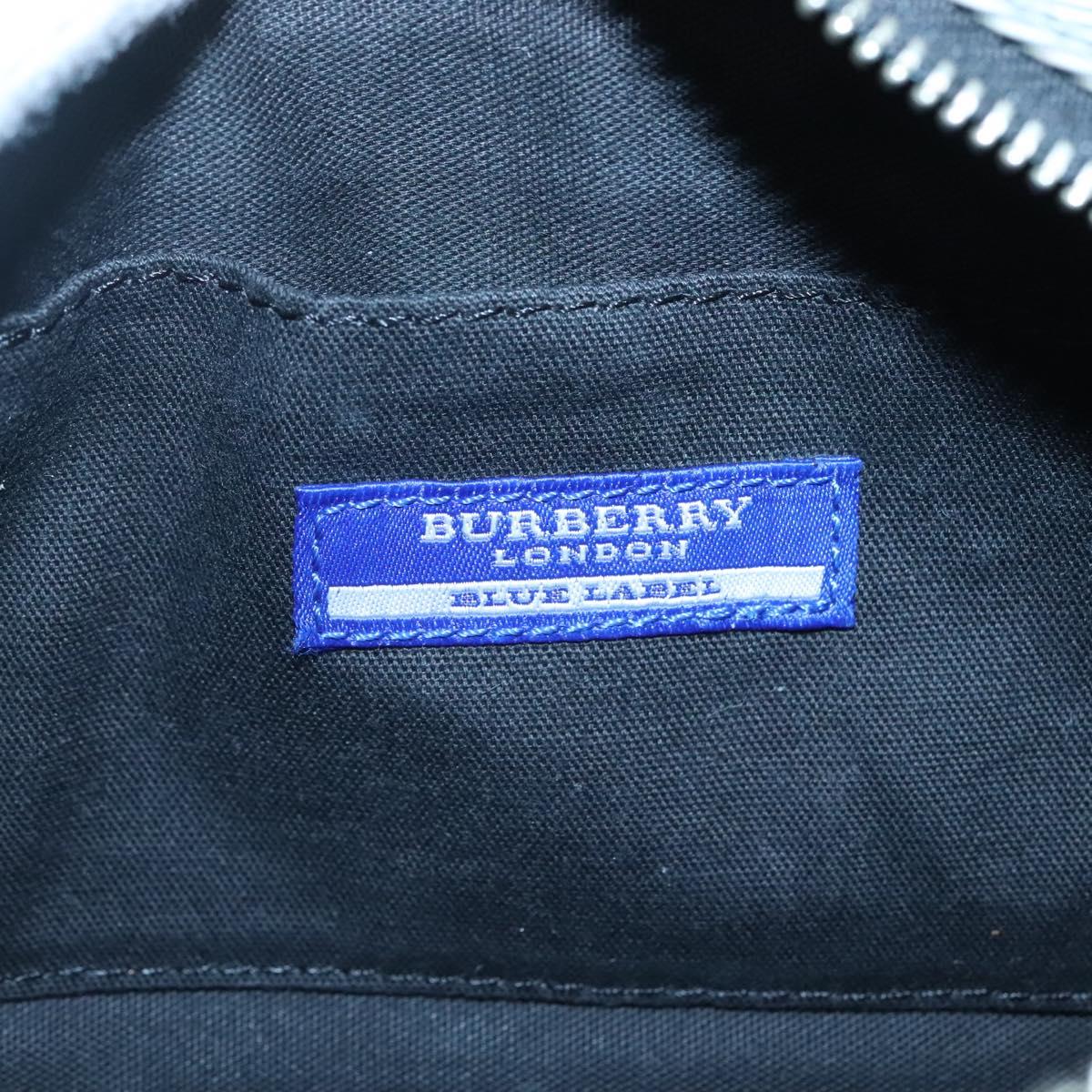 BURBERRY Nova Check Blue Label Shoulder Bag Canvas Black Silver Auth yk17807