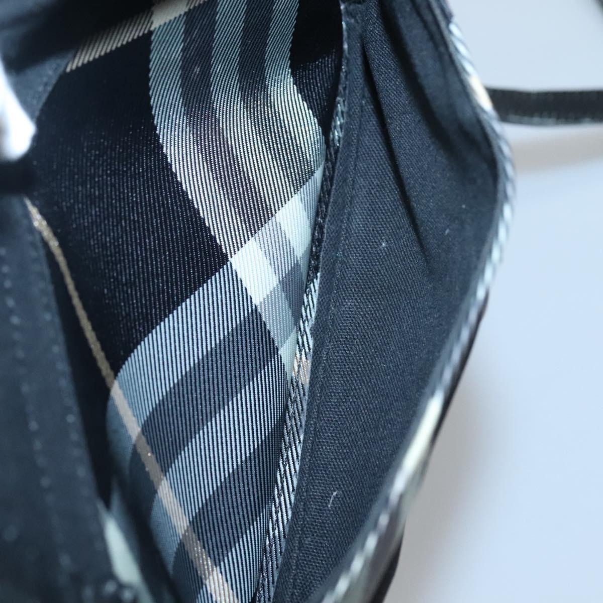 BURBERRY Nova Check Blue Label Shoulder Bag Canvas Black Silver Auth yk17807