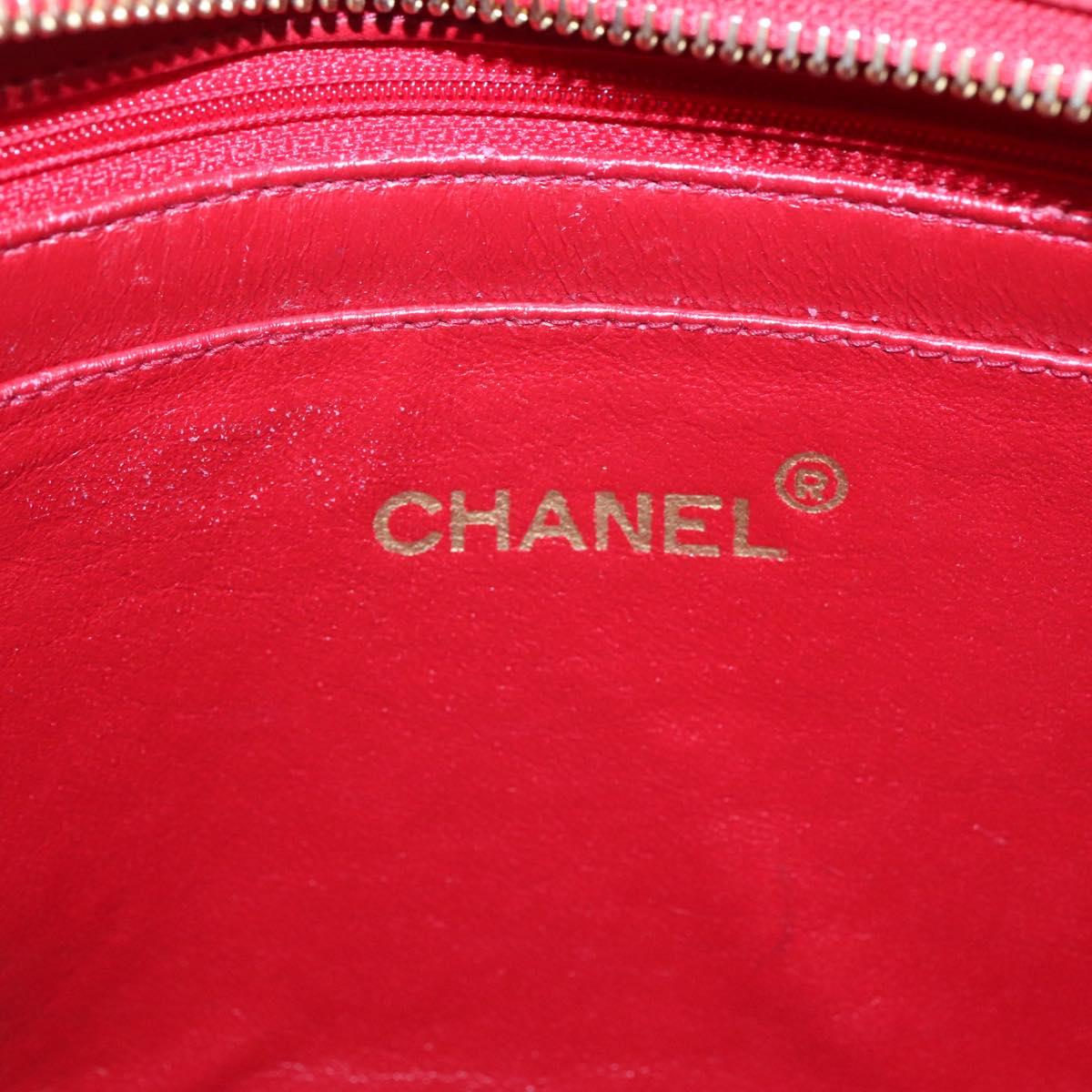CHANEL Matelasse Chain Shoulder Bag Lamb Skin Gold Red CC Auth yk17818