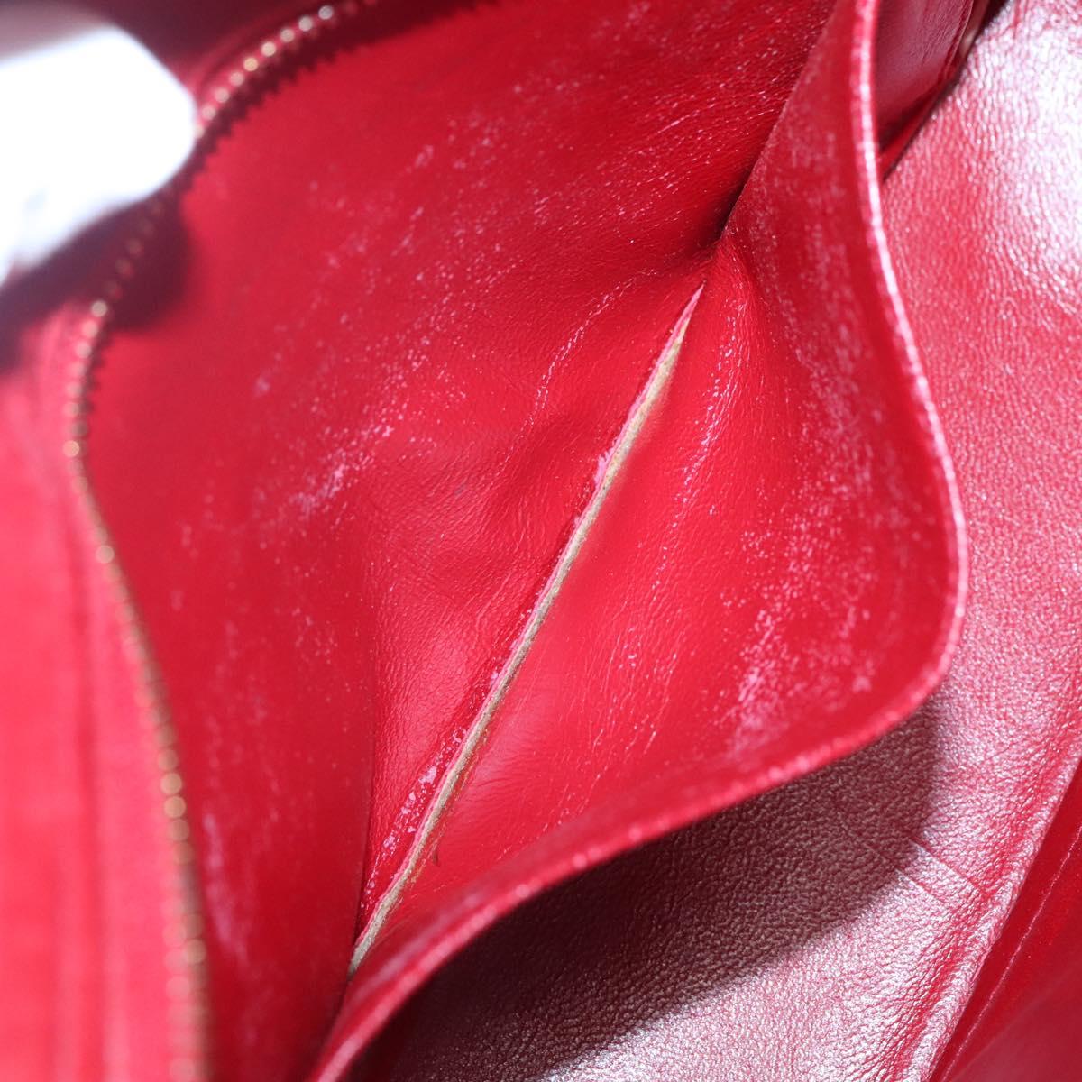 CHANEL Matelasse Chain Shoulder Bag Lamb Skin Gold Red CC Auth yk17818