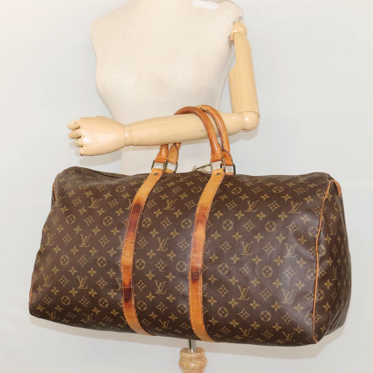 LOUIS VUITTON Monogram Keepall 55 Boston Bag M41424 LV Auth yk17831