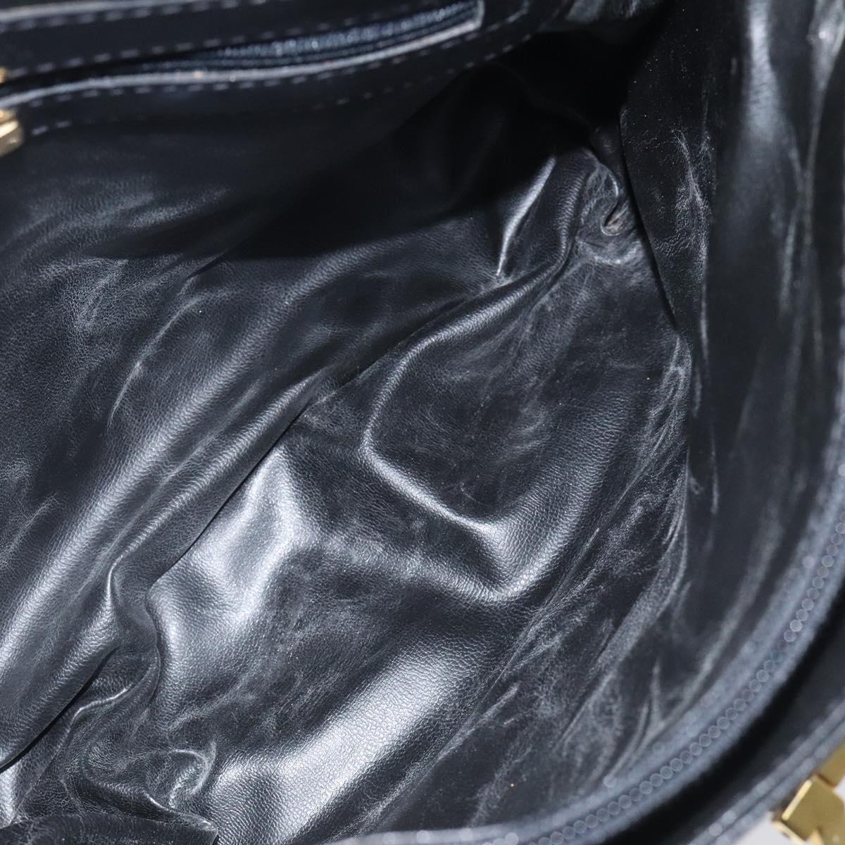 BALLY Hand Bag Leather Black Gold Auth yk17845