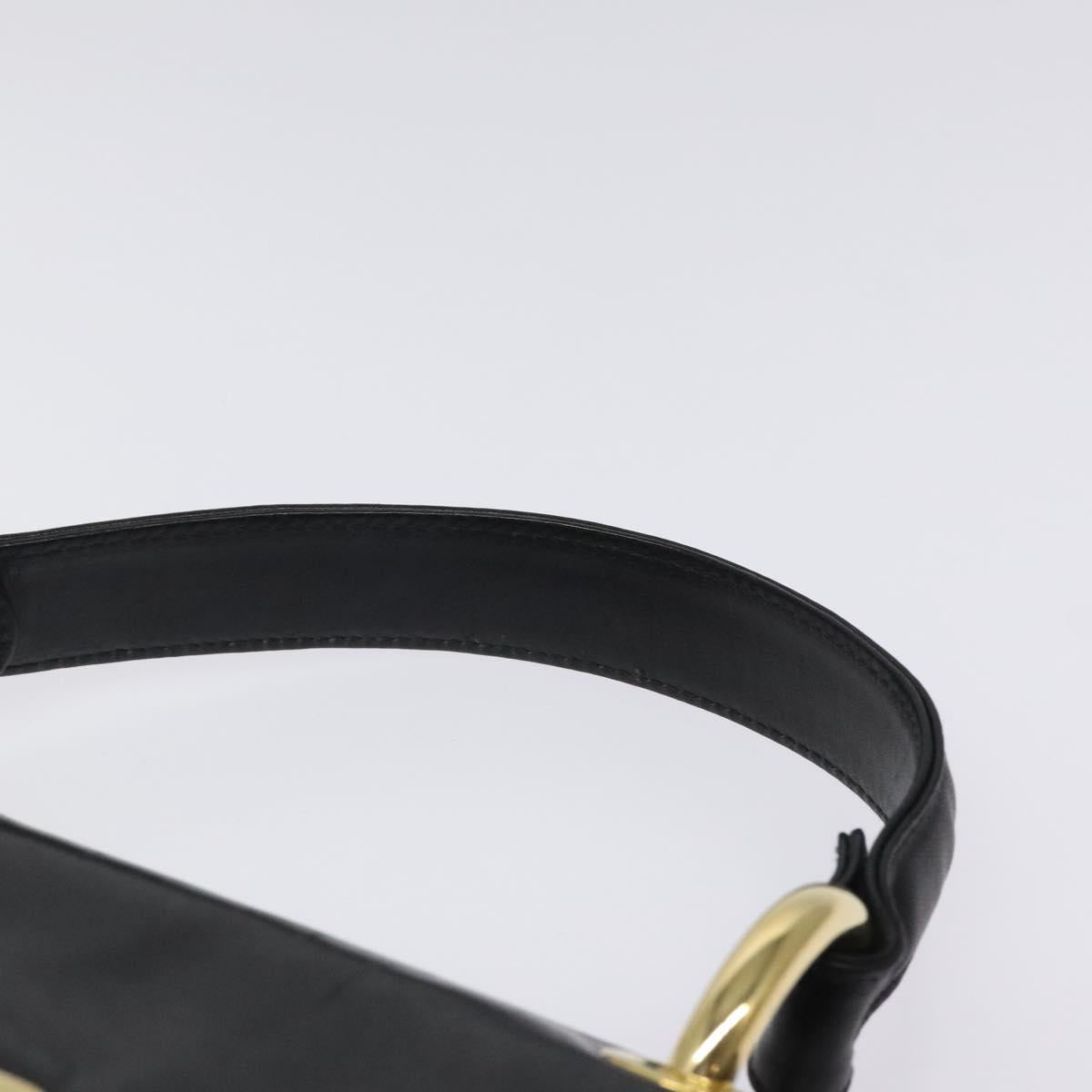 BALLY Hand Bag Leather Black Gold Auth yk17845
