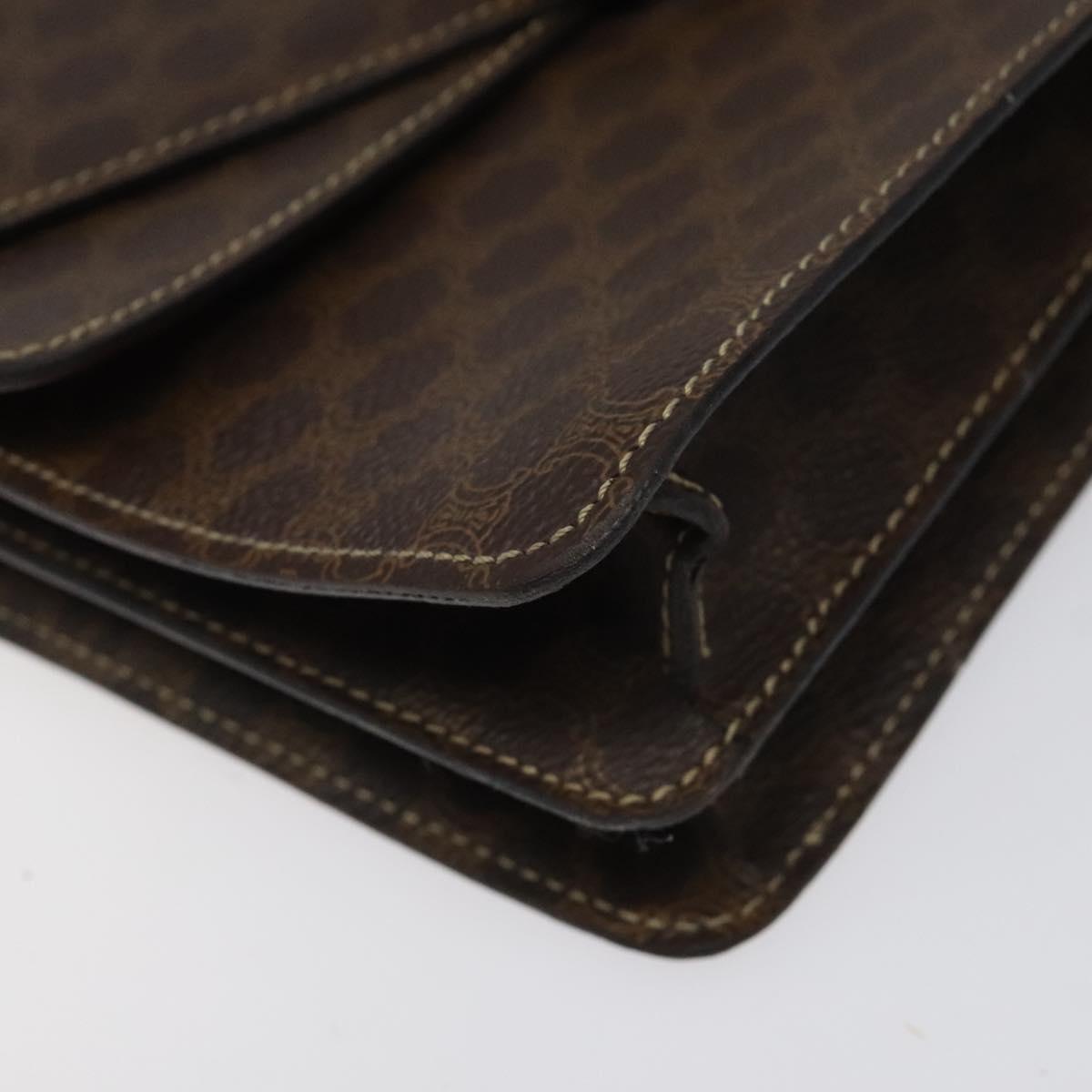 CELINE Macadam Canvas Hand Bag PVC Leather Brown Gold Auth yk17887