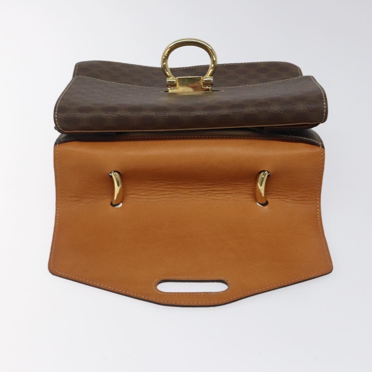 CELINE Macadam Canvas Hand Bag PVC Leather Brown Gold Auth yk17887