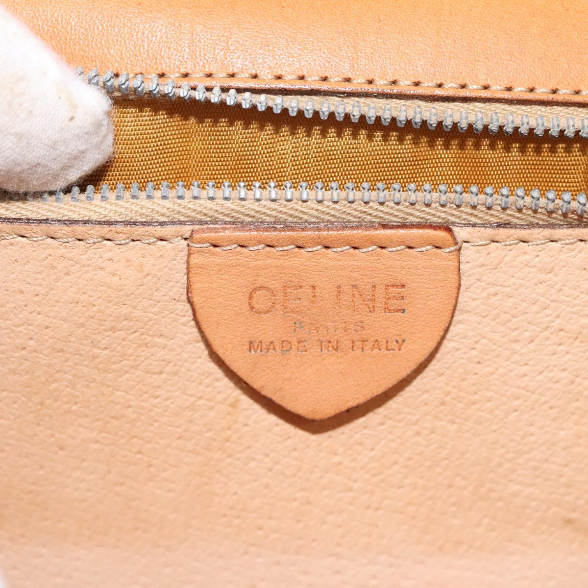 CELINE Macadam Canvas Hand Bag PVC Leather Brown Gold Auth yk17887