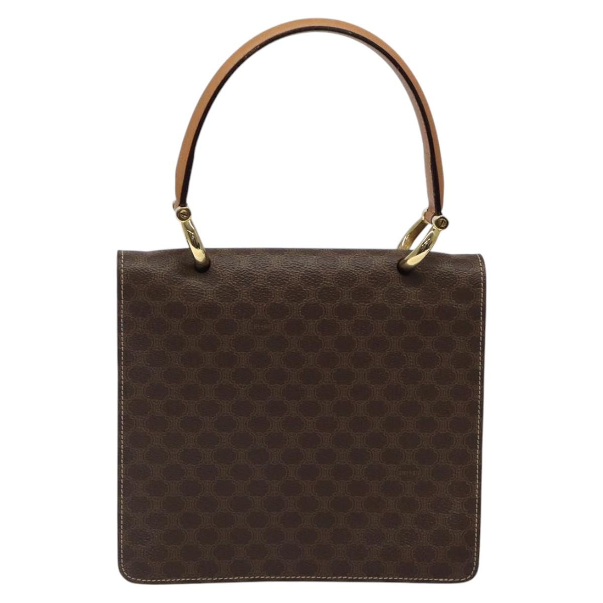 CELINE Macadam Canvas Hand Bag PVC Leather Brown Gold Auth yk17887