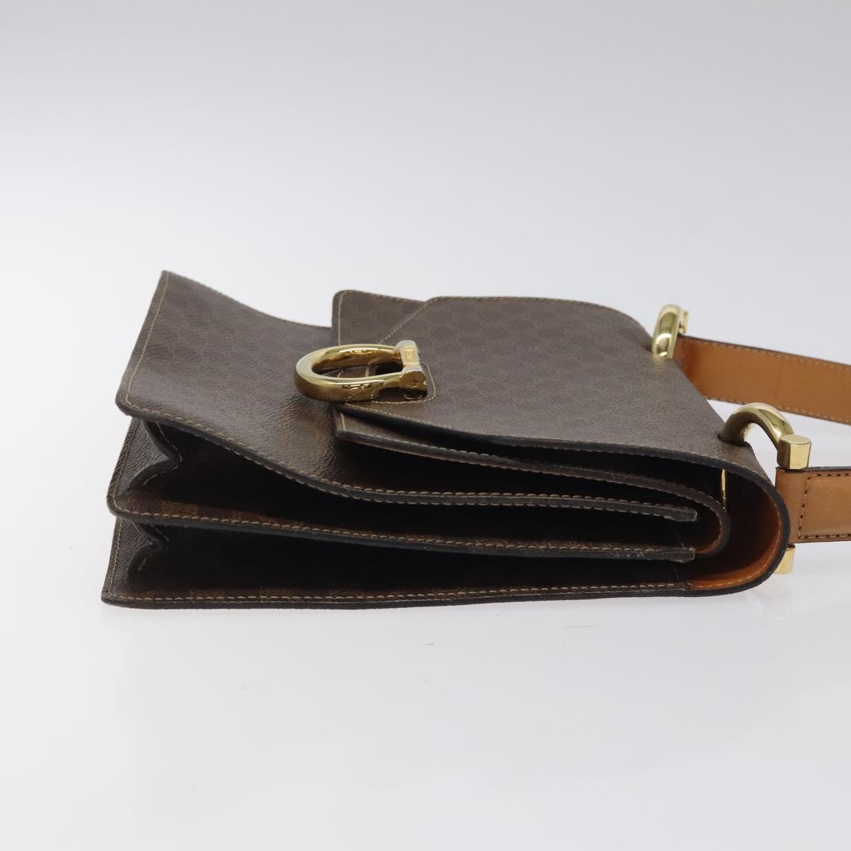 CELINE Macadam Canvas Hand Bag PVC Leather Brown Gold Auth yk17887