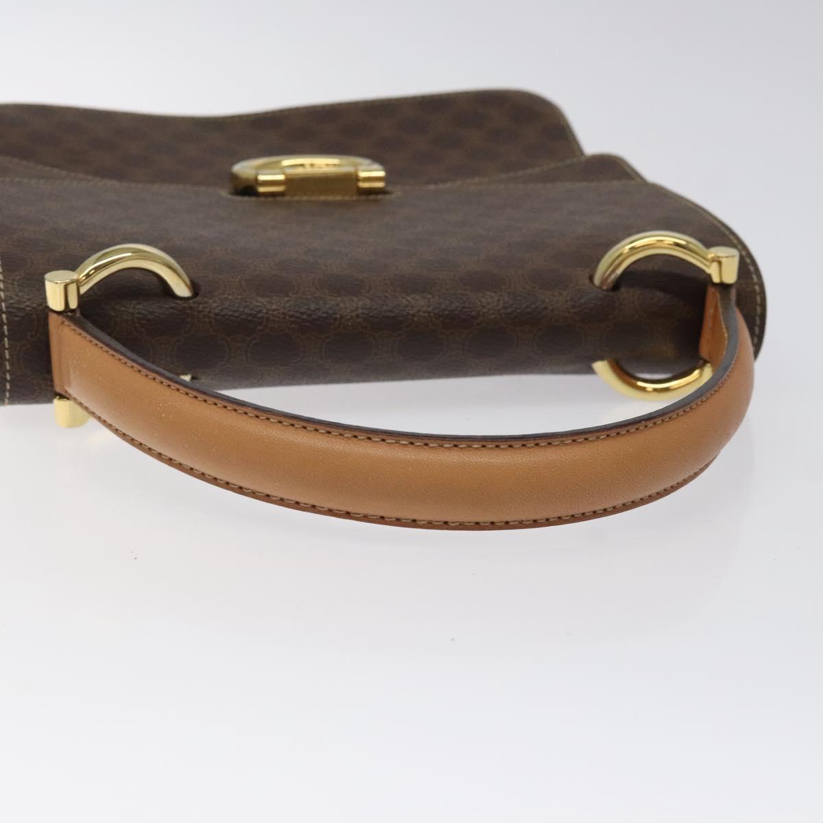 CELINE Macadam Canvas Hand Bag PVC Leather Brown Gold Auth yk17887