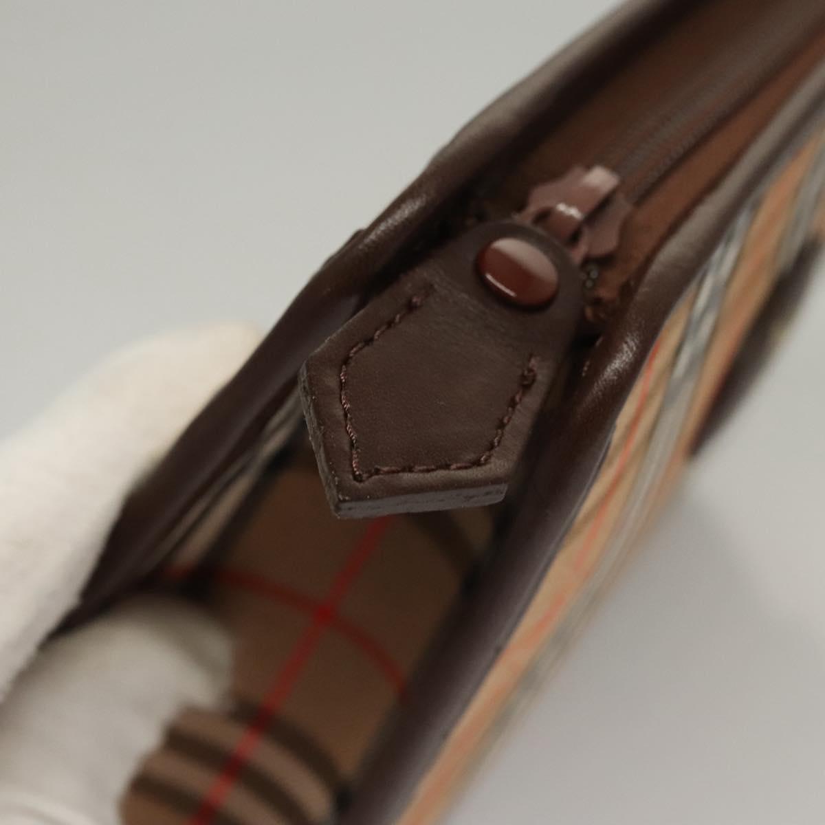 Burberrys Nova Check Accessory Pouch Canvas Beige Auth yk17888