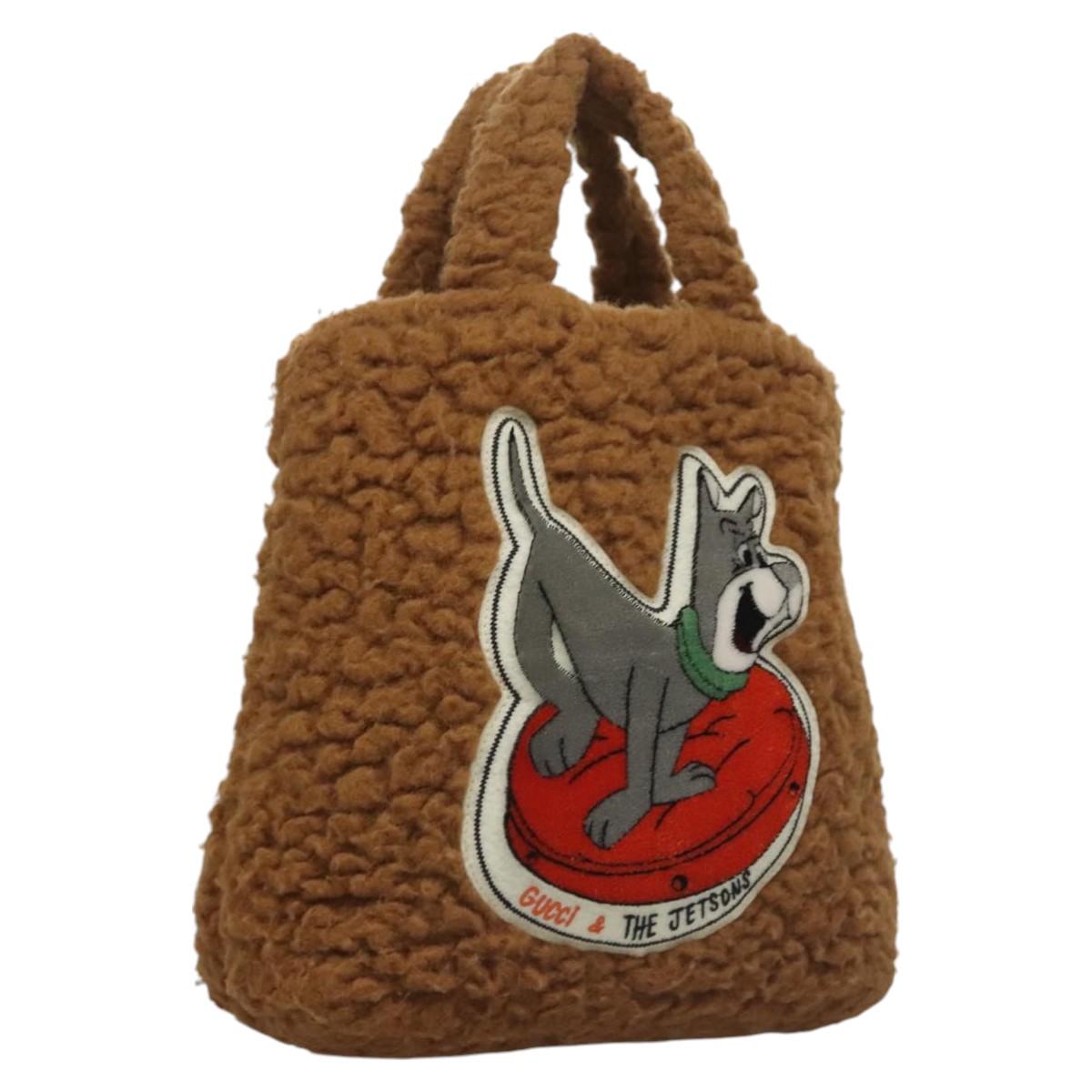 GUCCI Jetsons Collaboration Hand Bag Wool Brown 752175 Auth yk17895