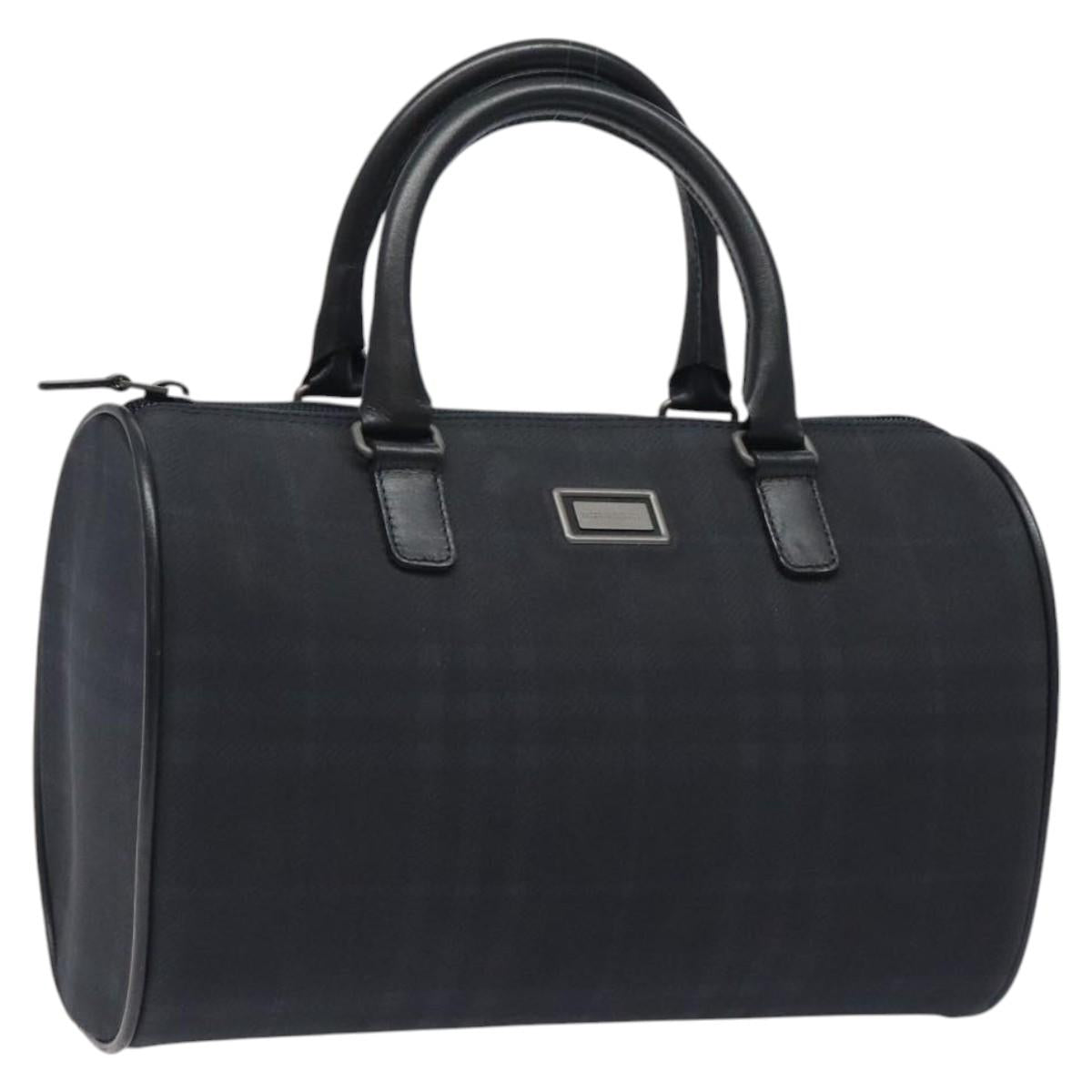 BURBERRY Nova Check Hand Bag Canvas Navy Auth yk17897