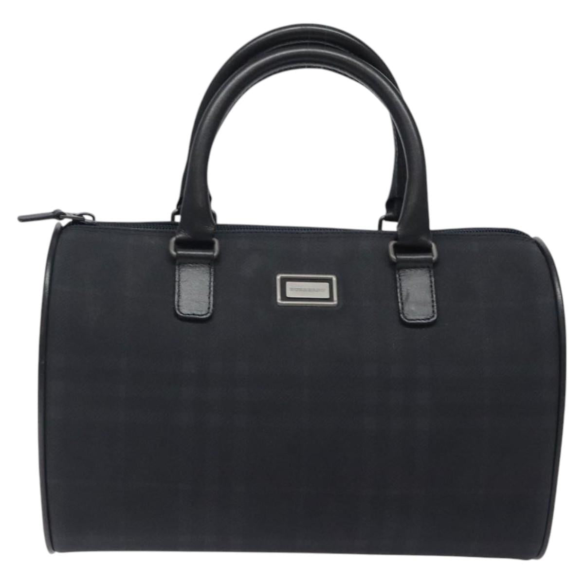 BURBERRY Nova Check Hand Bag Canvas Navy Auth yk17897