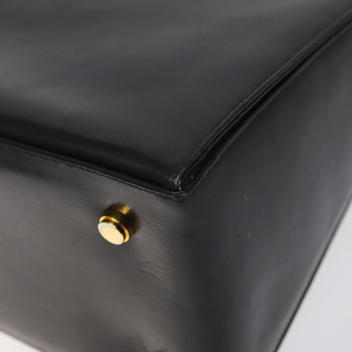 Salvatore Ferragamo Gancini Hand Bag Leather Black Gold Auth yk17898