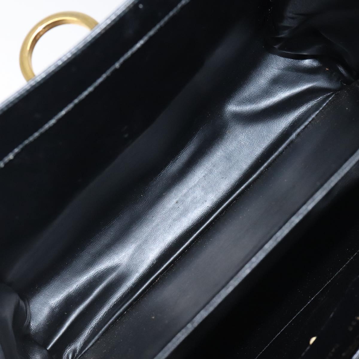 Salvatore Ferragamo Gancini Hand Bag Leather Black Gold Auth yk17898