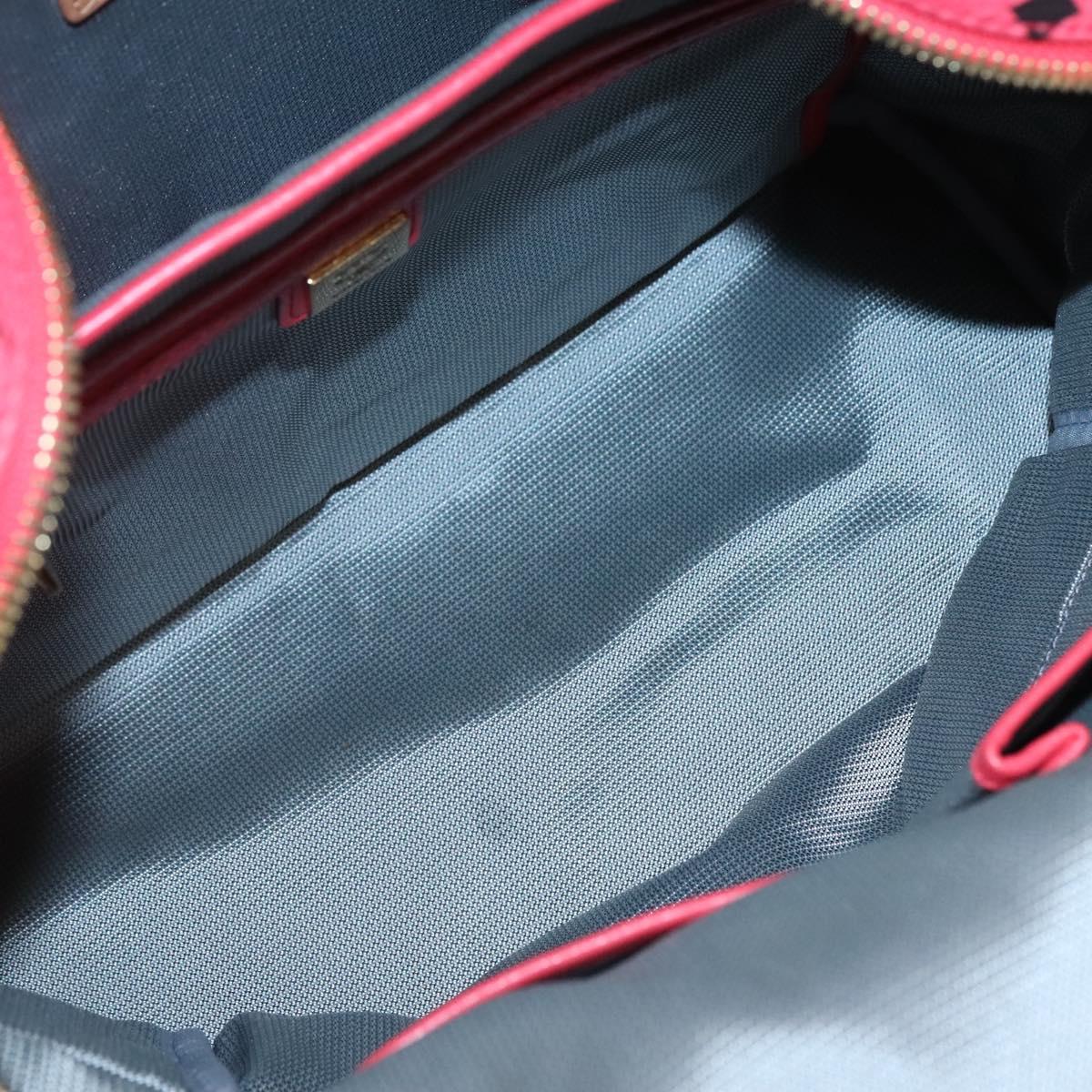 MCM Vicetos Logogram Studs Backpack PVC Leather Pink Gold Auth yk17904