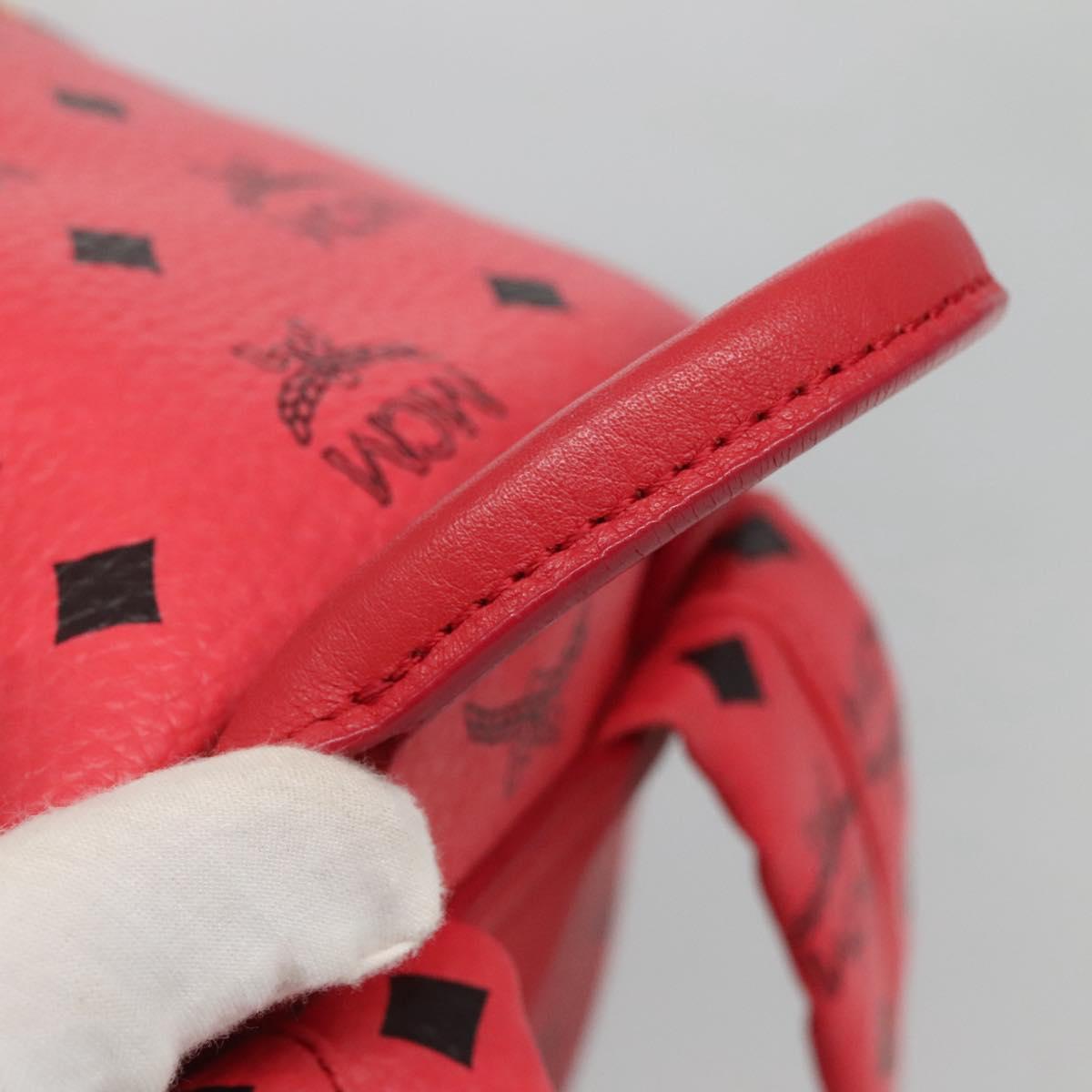 MCM Vicetos Logogram Studs Backpack PVC Leather Pink Gold Auth yk17904