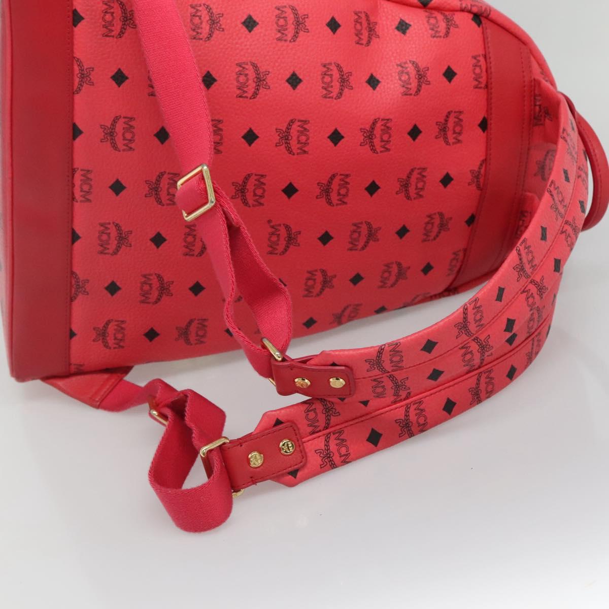 MCM Vicetos Logogram Studs Backpack PVC Leather Pink Gold Auth yk17904