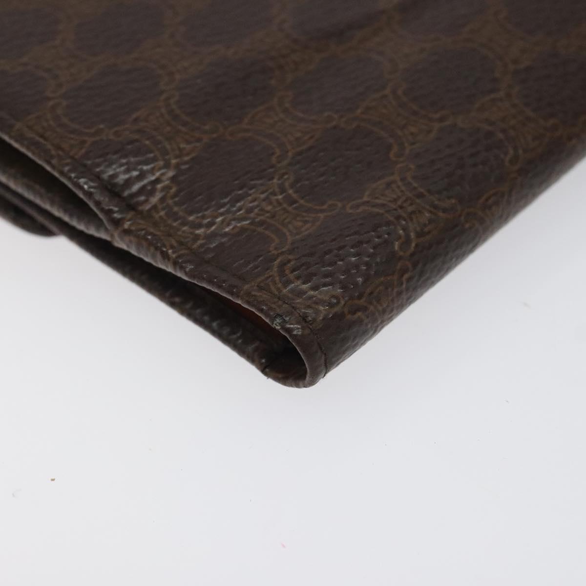 CELINE Macadam Canvas Compact Wallet PVC Leather Brown Auth yk17906
